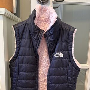 The North Face Black and Soft Pink Reversible Vest